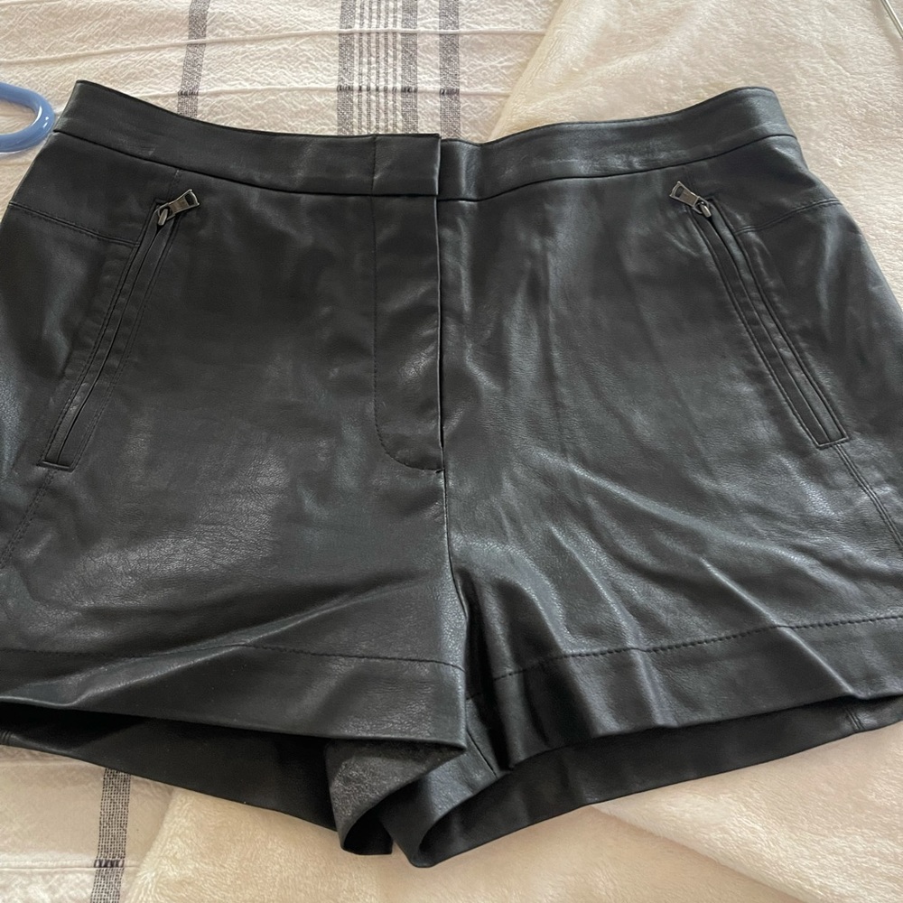BCBG Black leather shorts size 6